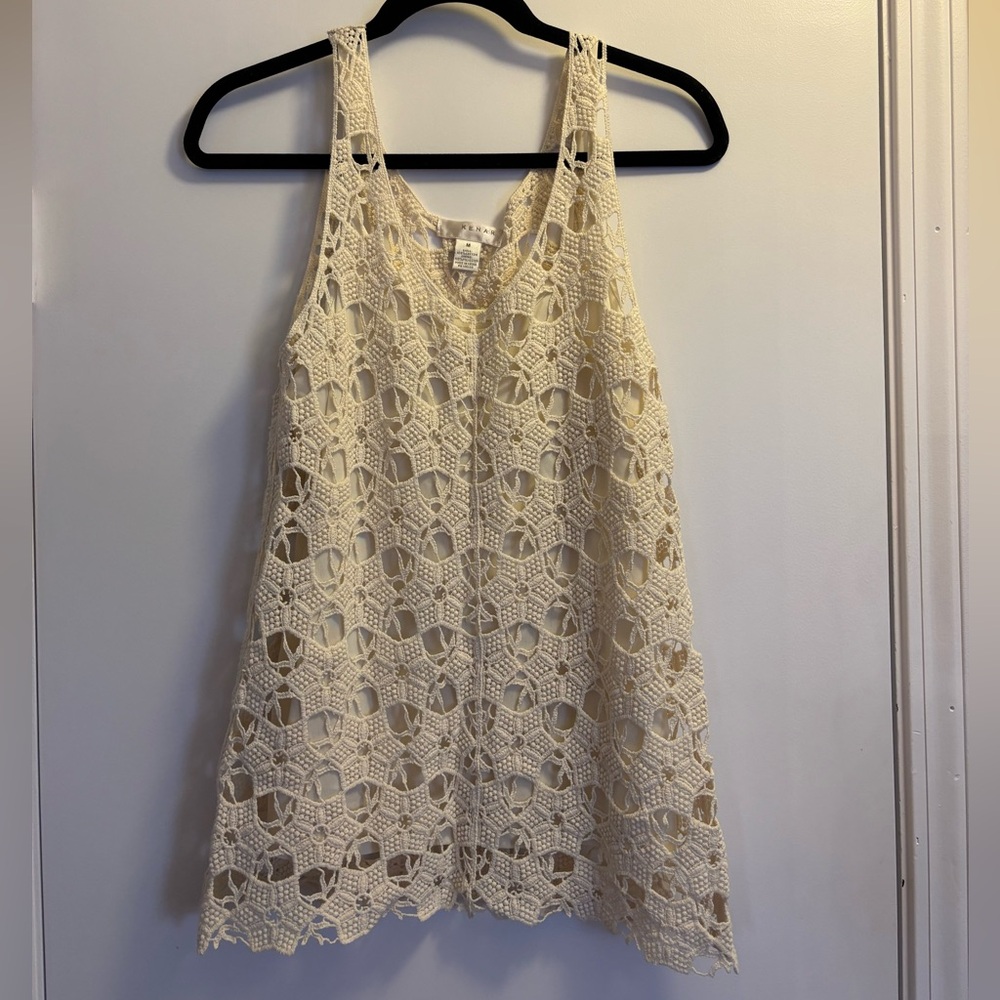 Crochet knit sleeveless top with attached cami